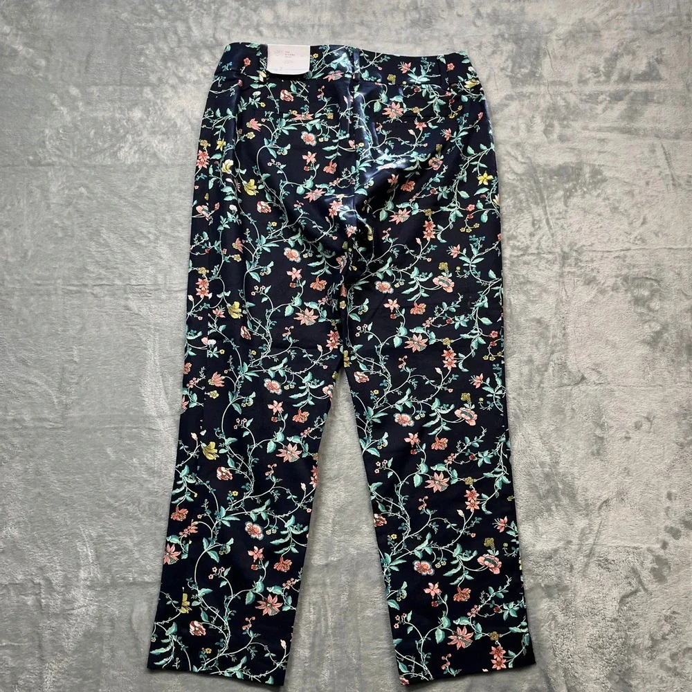 LOFT Riviera Pant Women Navy‎ Blue Floral Julie Fit Cropped Trousers NWT 2